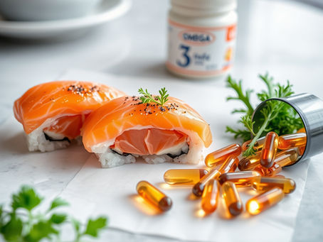 omega 3 capsules and salmon