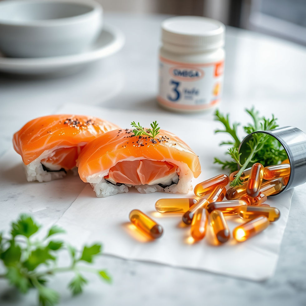 omega 3 capsules and salmon