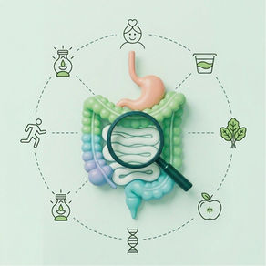 A magnifying glass on a gut