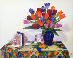 Still Life with Tulips, the Artist's Reflection