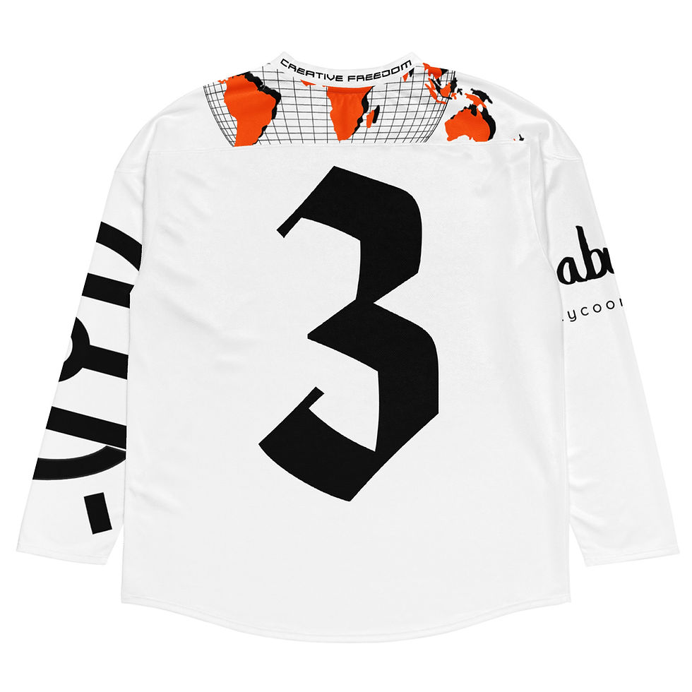 Thumbnail: IIREI UNIVERSE recycled hockey fan jersey collaboration with No-Khala Arts and 5 Dots