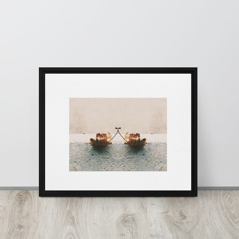 floating leaves print with wodden frame