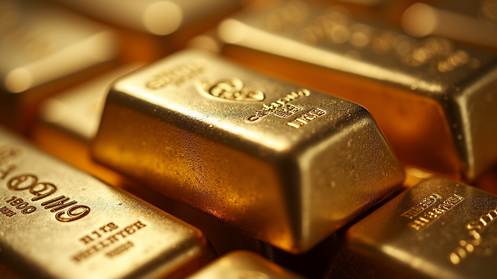 Close-up view of a gold bar with a shiny surface