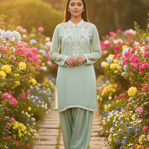 “Elegance in Motion: The Timeless Grace of the Farshi Salwar Set by SuiDhagha's by Chandni”