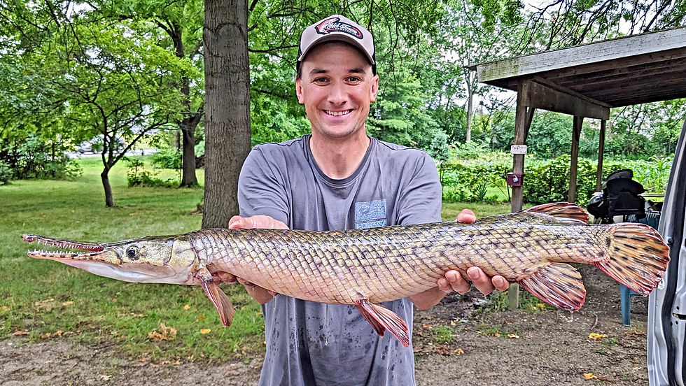 Record Gar caught at Chain O Lakes State Park, Photo credit to Jay Koontz