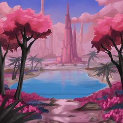 Oasis biome land of sand concept art