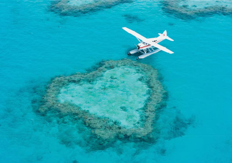 Fly over Heart Reef Whitsundays