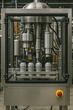 Macchina industriale per l'imballaggio di lattine, Azienda. Processo di produzione automatizzato.