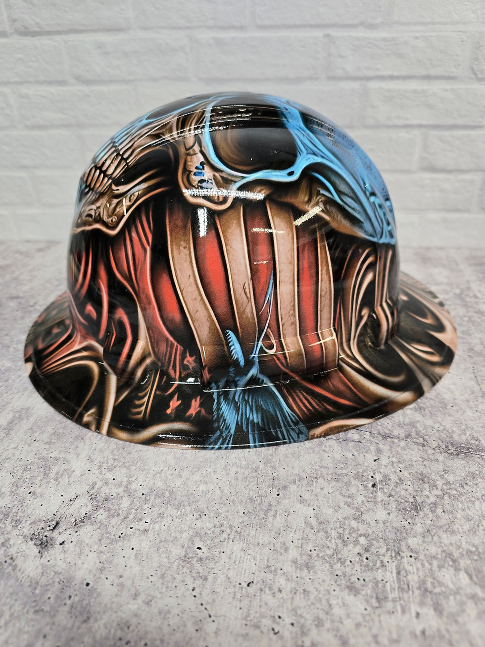 Thumbnail: Tooled Leather Skull Custom Hydro Dipped Hard Hat