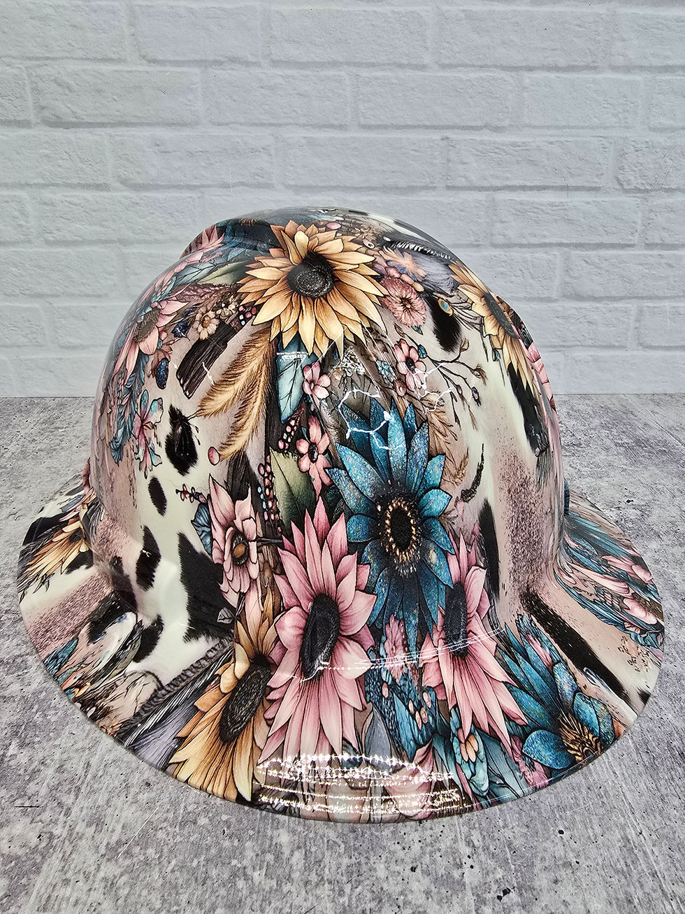 Thumbnail: Pink Flower Cowhide Custom Hydro Dipped Hardhat