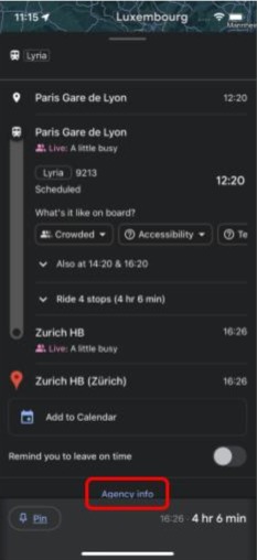 Google Maps Mobile Link to Train Tickets
