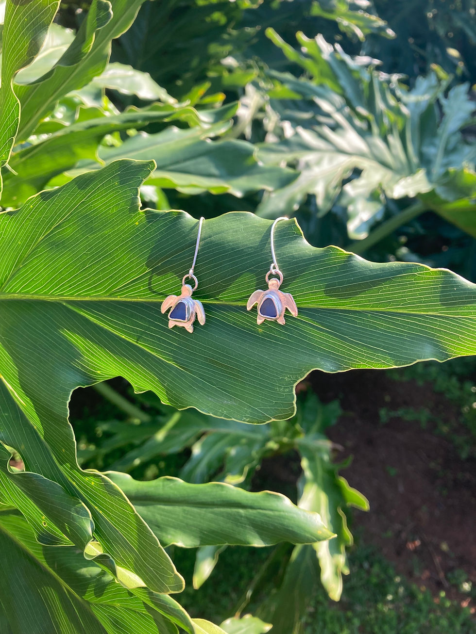 Thumbnail: Sea Glass Turtle Earrings