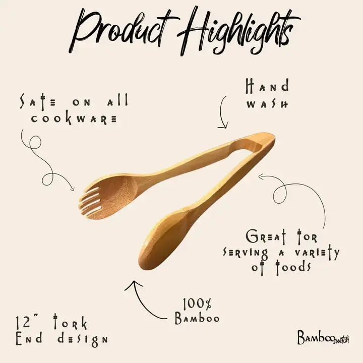 Thumbnail: Bamboo Serving Tong with Fork End