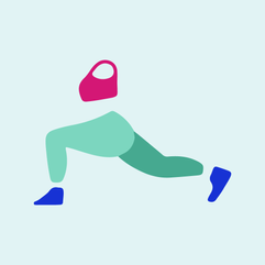 simplified illustration of female doing lunges 