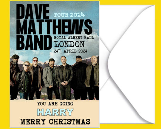 Dave Matthews Band Ticket Reveal Card Personalised A5 Tour Show 2024 Concert