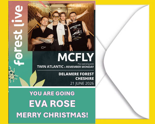 McFly Forest Live Ticket Reveal Card 2026 Personalised A5 Any Wording