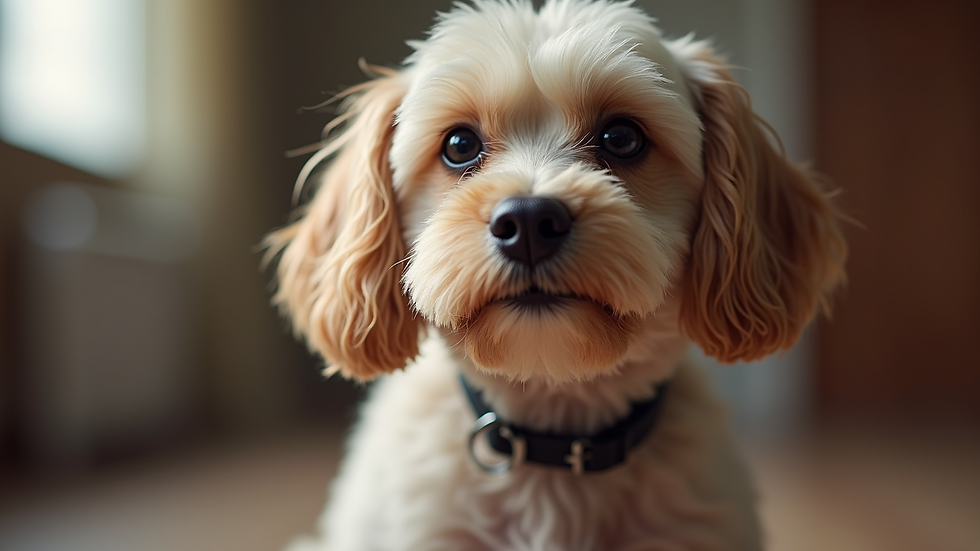 Close-up view of a dog with a fresh haircut and shiny coat