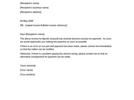 Past Due Accounts Receivable Collection Letter Template