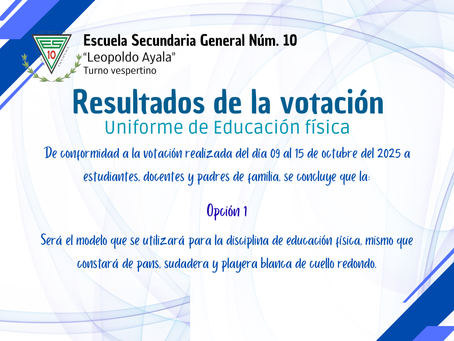Resultado de votación del uniforme de educación física