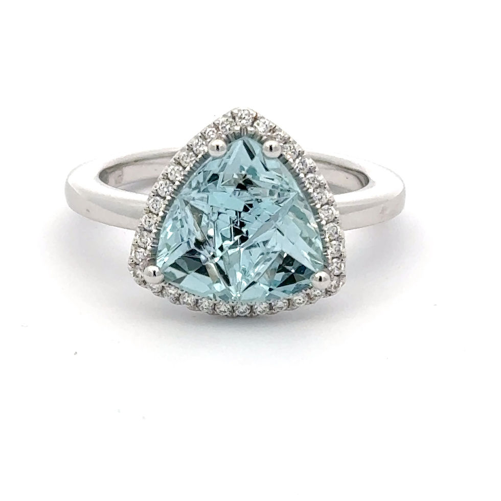 Aquamarine in Fantasy 'K' cut Ring in Platinum