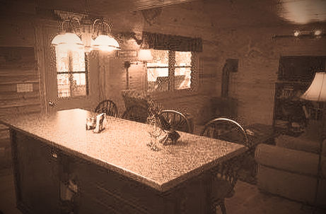 Cozy dining and living area in Denmark Maine vacation home on Moose Pond