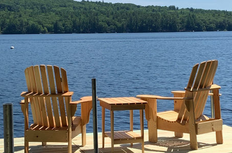 Dockside on Long Lake with trees in the foreground