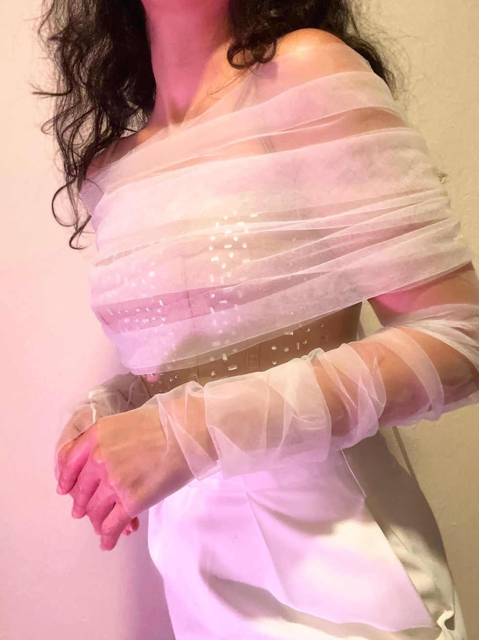 Thumbnail: Handmade Tulle Bolero with Fingerless Sleeves: