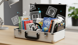 Toolbox with books and digital Spanish ELE resources by Lección-E for learning and teaching Spanish online