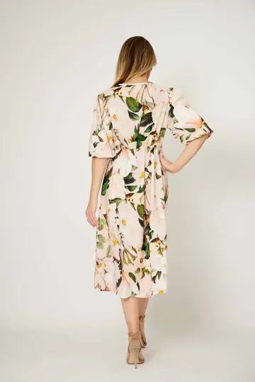 Thumbnail: LA STRADA - Knot Front Linen Blend Dress