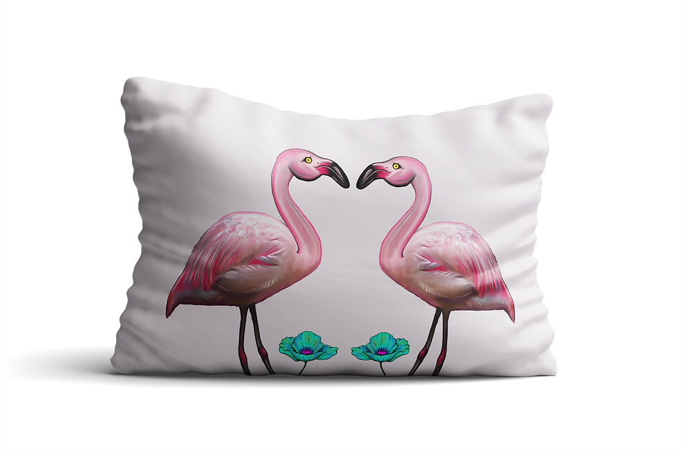 Thumbnail: Flock of flamingos velvet cushion - rectangle