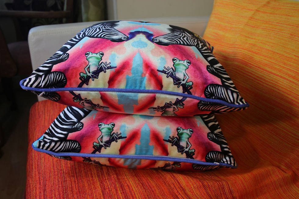 Thumbnail: Jungle zebras square Velvet cushion - 45cm