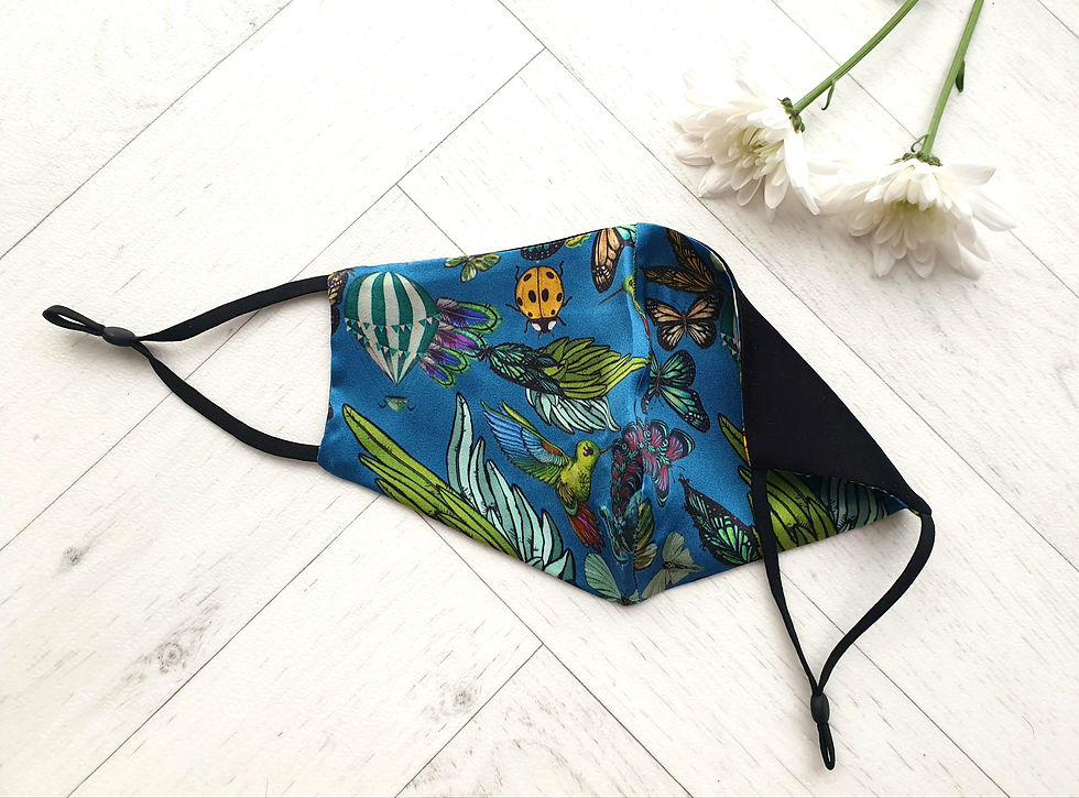 Thumbnail: 100% Luxury Silk Sapphire Summers reversible Face masks