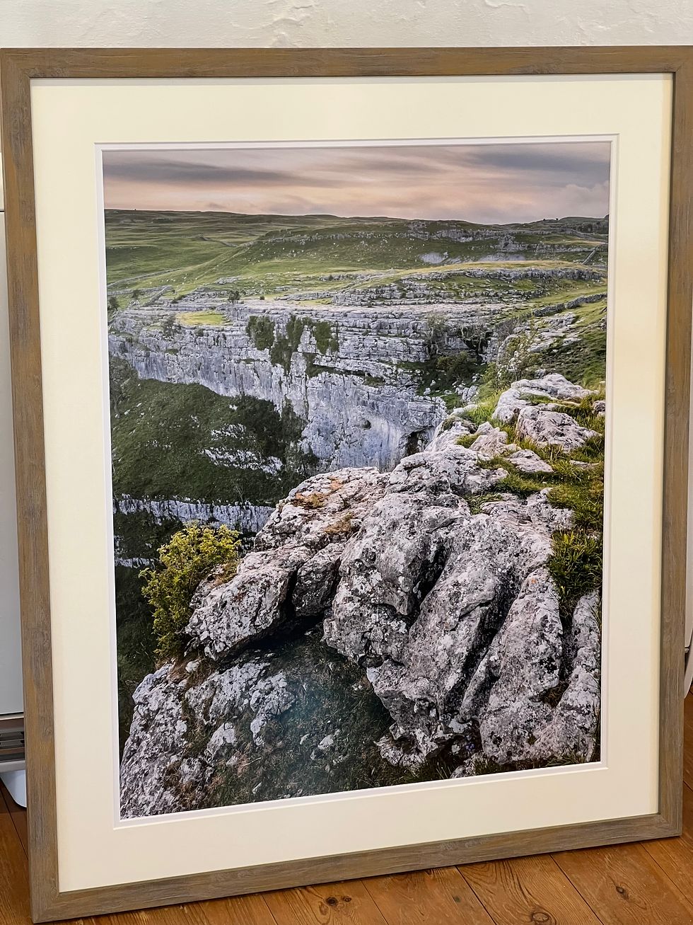 Malham Cove printed on Permajet FB Distinction, framed ready for the show.