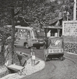 Care Corner, Ink Drawing by Ken Pattern