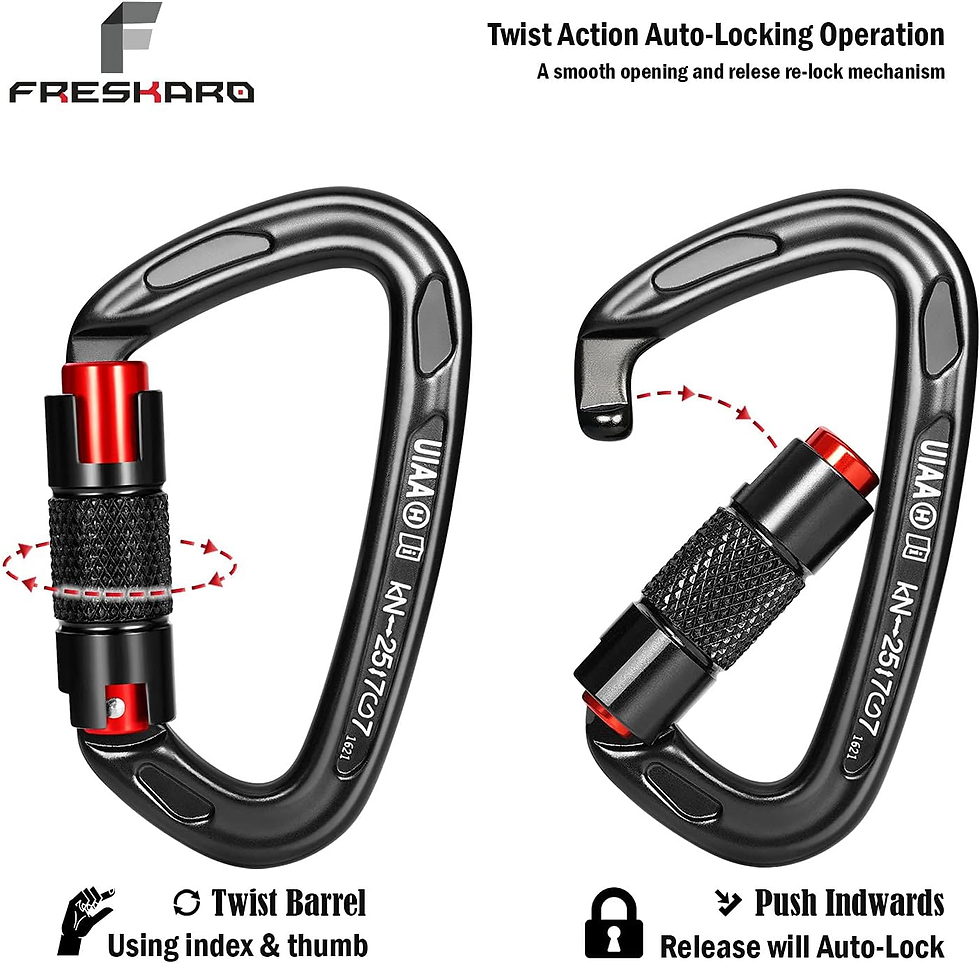 Miniatura: Freskaro UIAA Certified 25KN Auto Locking Climbing Carabiner Clips, Twist Lock, 