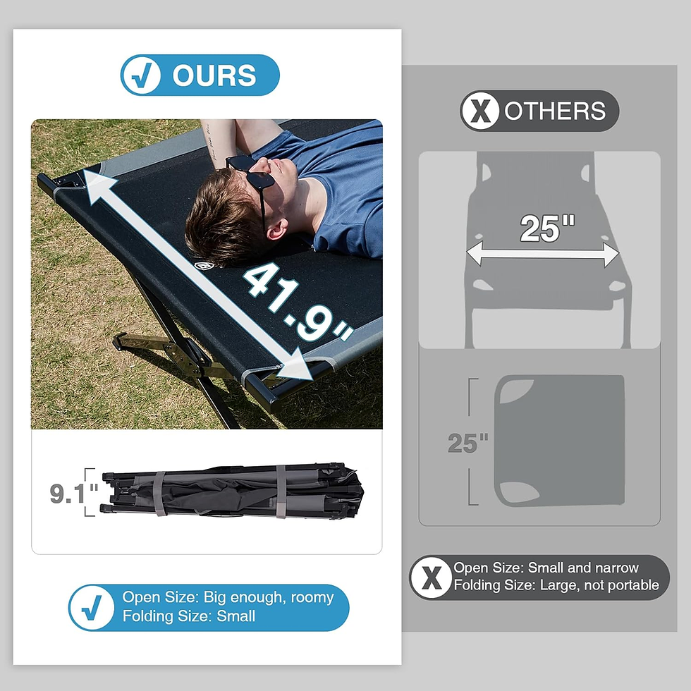 Thumbnail: EVER ADVANCED Extra Wide Camping Cot for Adults Oversized XXL Sleeping Cots Fold