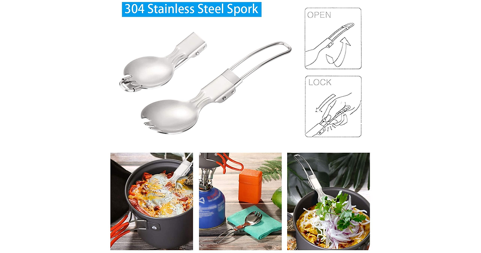 Miniature : Odoland 6Pcs Camping Cookware Mess Kit with Lightweight Pot, Stove, Spork and Ca