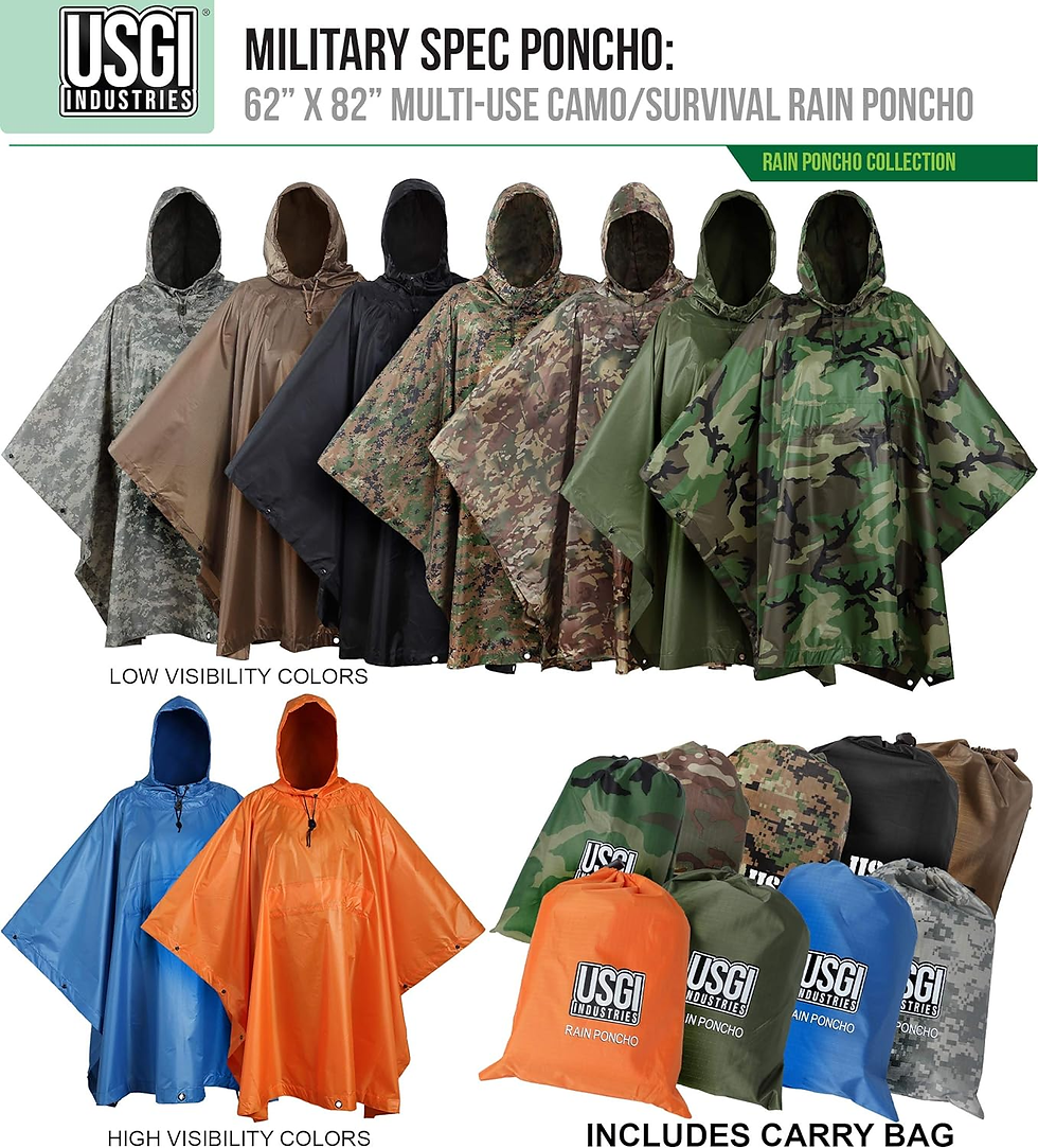 Miniatura: USGI Industries Military Style Poncho Multi Use Rip Stop Camouflage Rain Poncho
