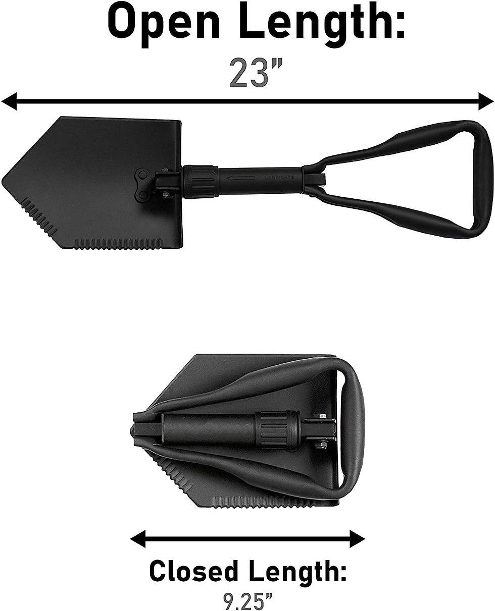 Miniature : USGI Industries Military Style Shovel | Tri-Fold Entrenching Tool with Serrated 