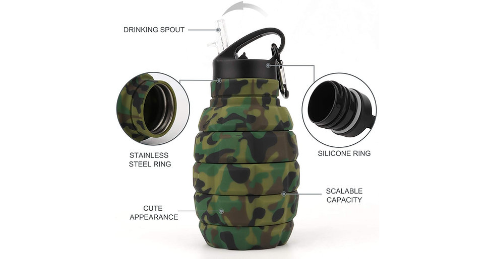 Thumbnail: Collapsible Travel Water Bottle18Oz, Reuseable BPA Free Silicone Foldable Water 