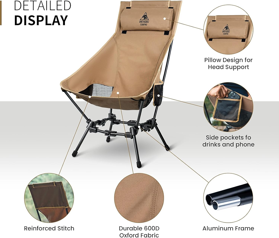 Miniature : Onetigris Dragonhide Oversized Camping Chair with Pillow Design, Comfortable Wid