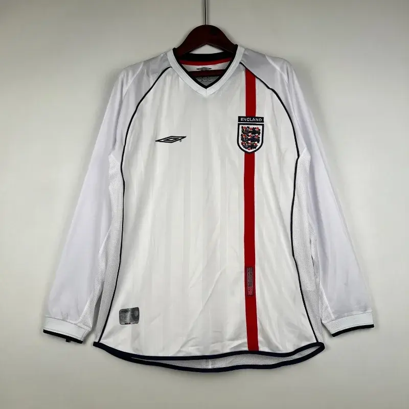 Camiseta retro de manga larga de local de INGLATERRA COPA MUNDIAL 2002