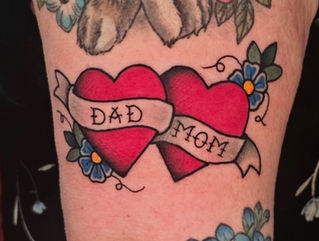 Traditional tattoo, Intertwined Hearts Tattoo, Mom Tattoo