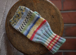 opal糸で編む、リストウォーマー 指なしミトン