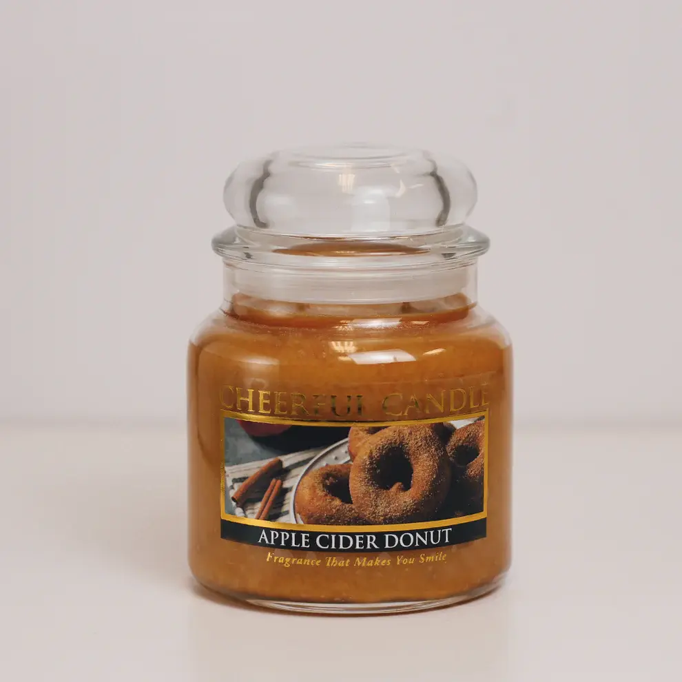 Apple Cider Donut - Scented Candle -16 oz, Double Wick, Cheerful Candle