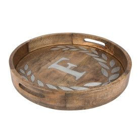 WOOD/METAL 20" ROUND TRAY "F"