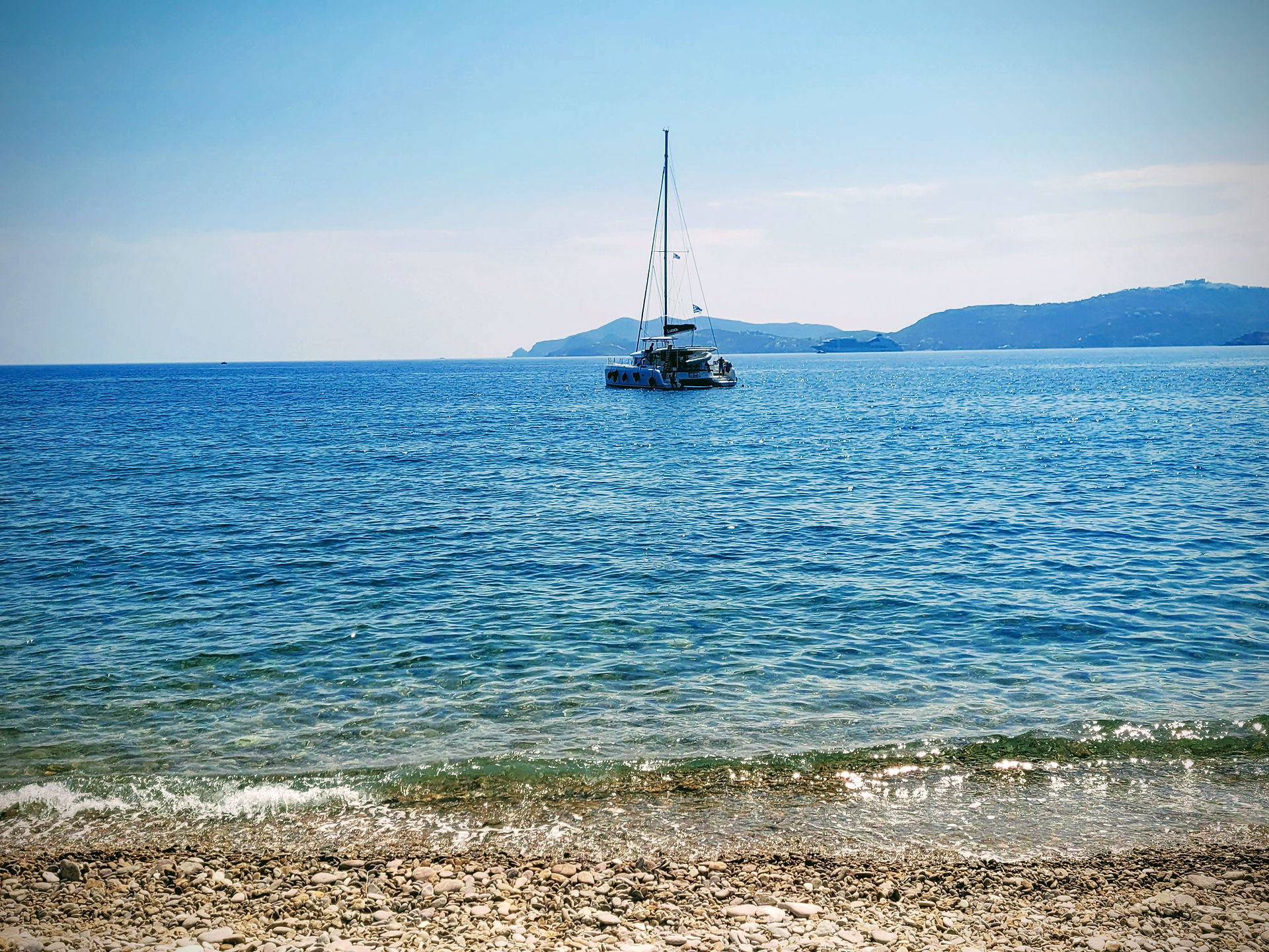 Catamaran in lagoon