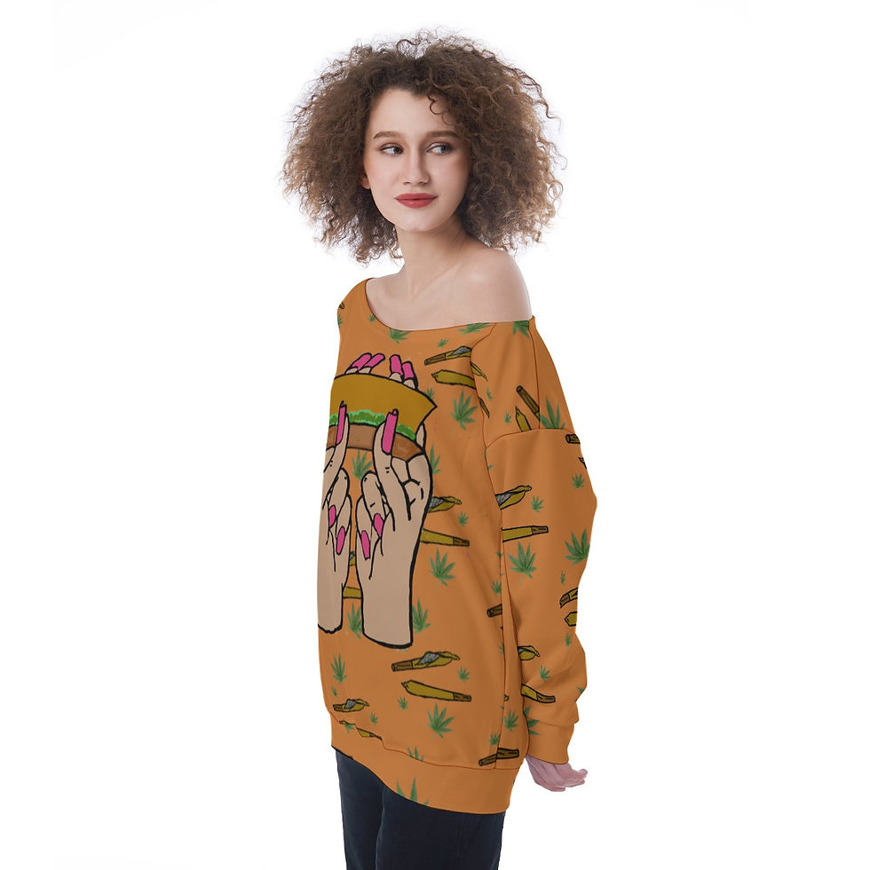 Thumbnail: She scrolls Oversized Women's Off-Shoulder Sweatshirt