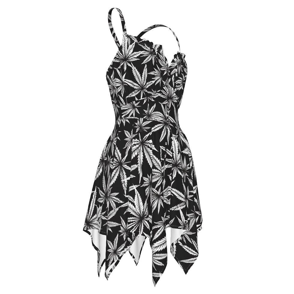 Thumbnail: Canna Leaf BkW 05 Women's Slip Dress