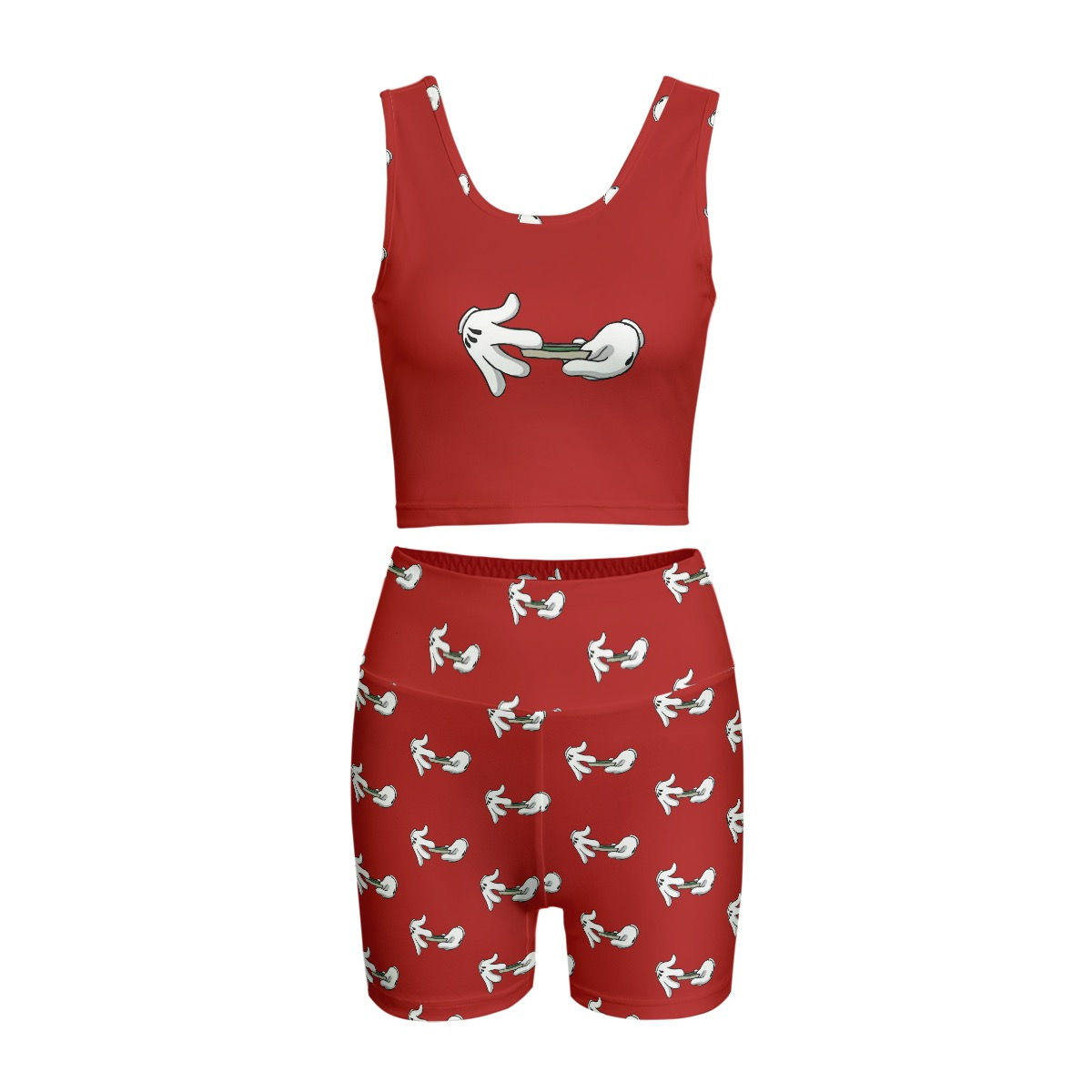 Roll up Women's Red Yoga Set